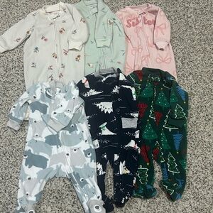 Set of 6- Carter's infant One Piece Fleece Footed Sleepers